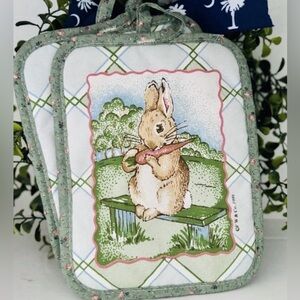 Vintage Beatrix Potter Peter Rabbit Potholder Set 1994 Cottagecore Kitchen